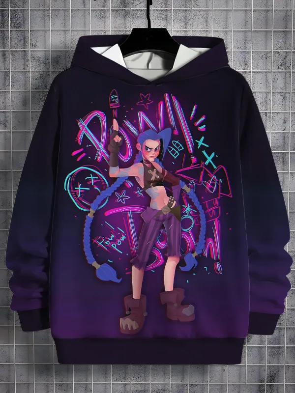 2026 Arcane Jinx Anime 3D Print All Seasons Children Casual Sweatshirt Cool Pullover Tops Unisex Clothes Boy Hoodies Clothes — image 1