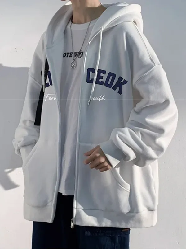 Spring Men's Streetwear Letter Printed Zip Up Hoodies 2025 New Hip Hop Long Sleeve Hoody Sweatshirts Oversized Y2K Tracksuit — image 8