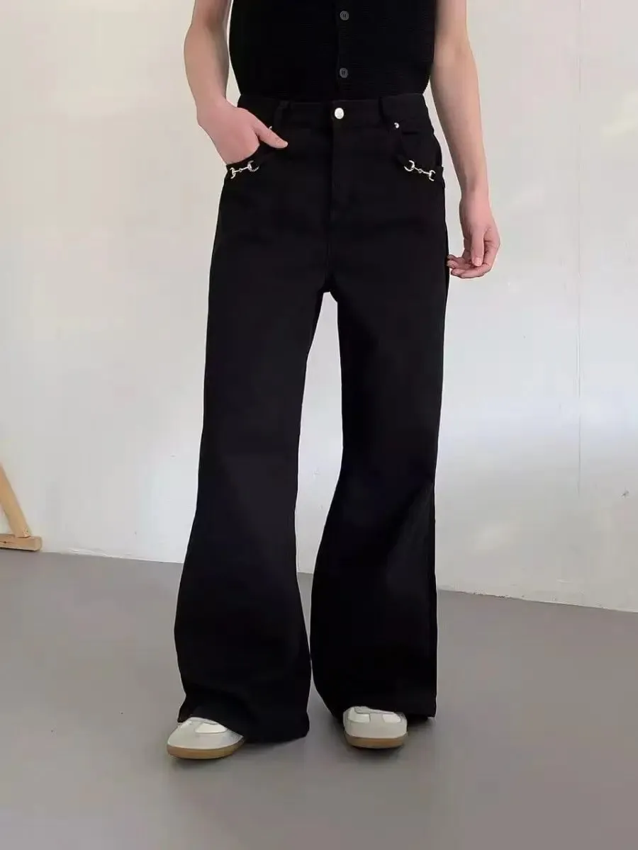 American-style retro button design washed jeans spring and autumn high-waist loose high-street wide-leg jeans for men and women — image 6