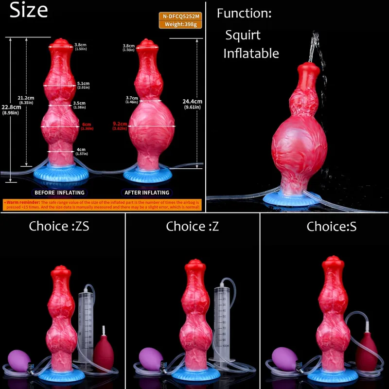 Silicone gonfiabile eiaculazione nodo dildo circonferenza regolabile schizzi fantasia cavallo pene giocattoli adulti del sesso dilatatore anale
