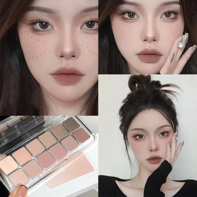 Paleta cieni do powiek o niskim nasyceniu 12 kolorów wszystkie matowe koreańskie herbaty morelowa paleta do makijażu oczu makijaż codzienny długotrwałe cienie do powiek — image 4
