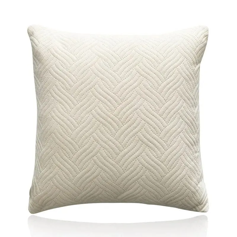 Quilted Velvet Throw Pillow Cover 18x18 Inch Simple Decorative Cushion Case for Home Sofa