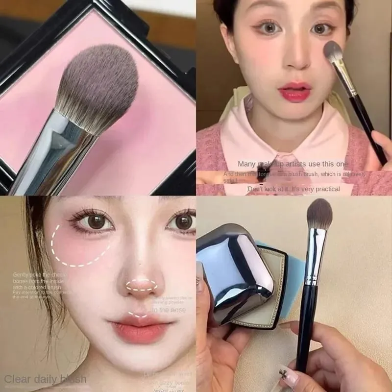 1/2 ks Peach Heart štětec na tvářenku Pudr na tvářenku Krémové tekuté štětce na líčení na tváře Ploché Malé Přesné štětce na líčení štětců — image 2