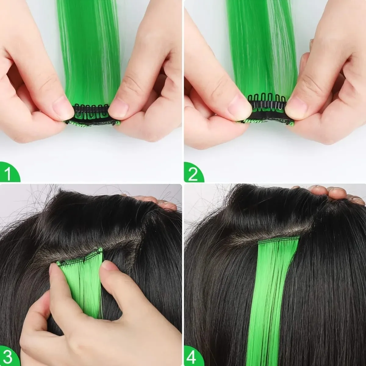 24Pcs/lot Clip in Hair Extensions Multi-Colors Highlights Synthetic Hair 22 inch Rainbow Hairpieces for Girls Women Kids — image 7