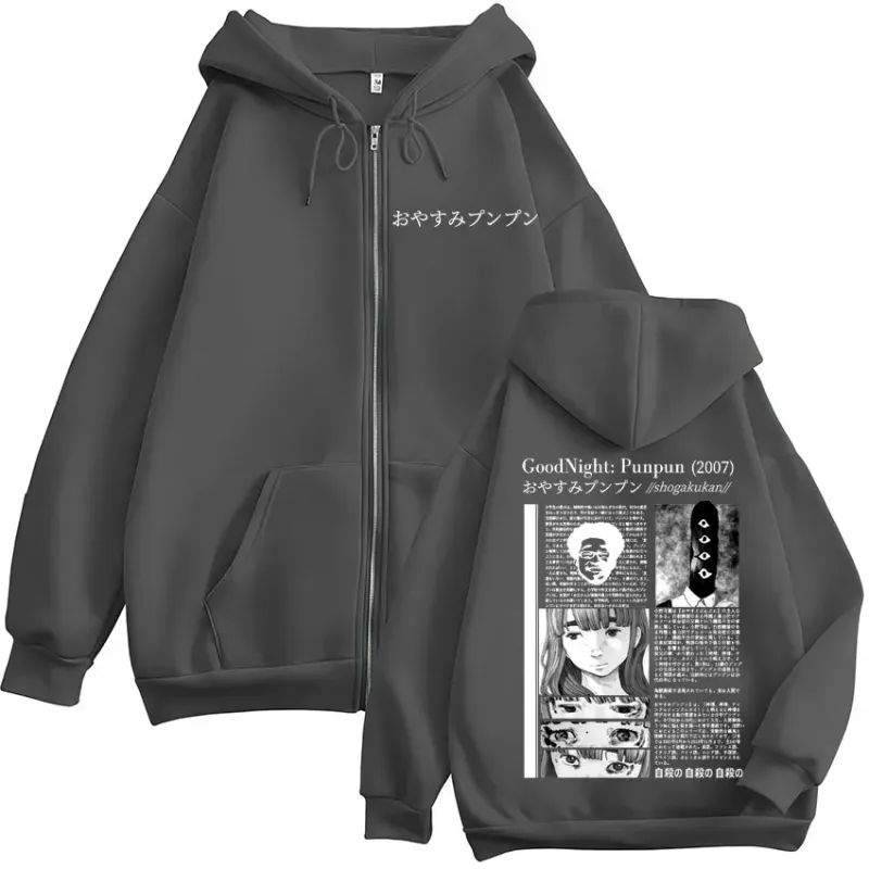 Oyasumi Goodnight Punpun Aiko Tanaka Manga Zipper Hoodies Men Women Clothing Fashion Oversized Zip Up Hooded Sweatshirts Jackets