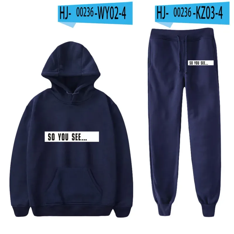 Harajuku Comfortable Funny so you see Print Sweatshirt Sweatpants Suit Men/Women Hoodies+ Trousers Suit Cute 2 Piece Set Clothes — image 15