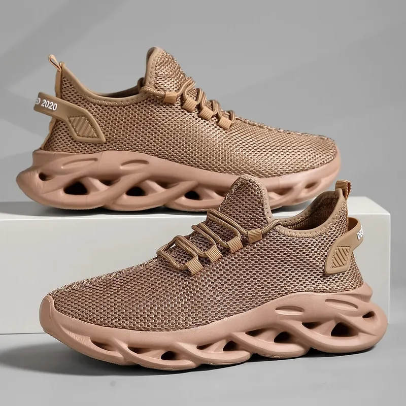 Men Casual Sneakers Outdoor Breathable Mesh For Women Light Shock-absorption Black Tennis Sports Running Black Jogging Shoes — image 3