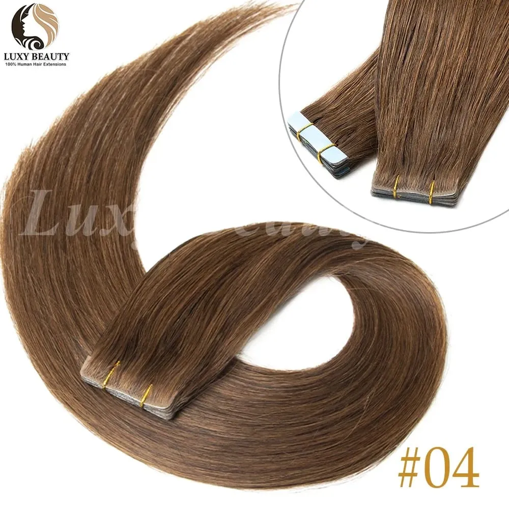 Straight Invisible Tape In Human Hair Extensions Injected PU Tape Hair Extensions Black Blonde Brown Tape Ins Hair 10pcs/Pack