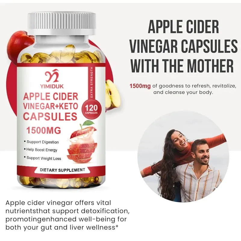 Apple Cider Vinegar Supplements with Mother - 1500 mg - ACV Capsules for Digestion Keto Cleansing and Balanced Nutrition — image 5