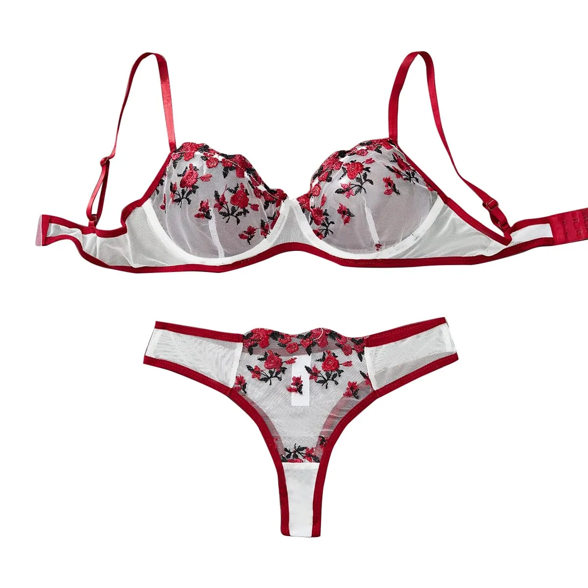 Contrast Lingerie Fancy Lace Set Woman 2 Pieces Women Underwear Embroidery Beautiful Bra And Panty Sets — image 1