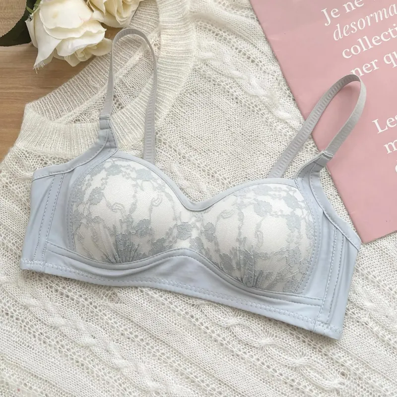 Sexy Push Up Lace Bralette Small Bust Wirefree Comfort Summer Ultra Thin Adjustable Straps Anti-Sagging Lingerie Set S-XL​​ Bra