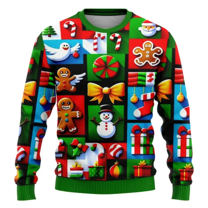 Funny Christmas Sweater Men Women Pullover Xmas Sweatshirt Ugly Graphic Y2k Sweatshirts for Holiday Party Loose Men's Clothing
