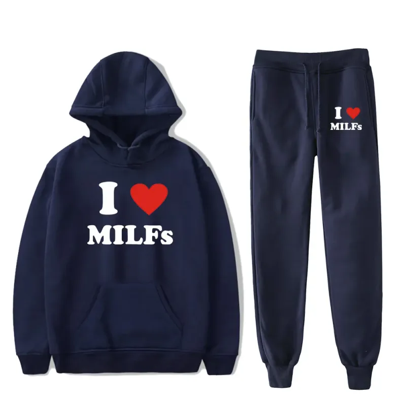 Comfortable Mother's Day I Love MILFs Print Sweatshirt Sweatpants Suit Women's Hoodies+Trousers Suit Girls 2 Piece Set Clothes — image 11