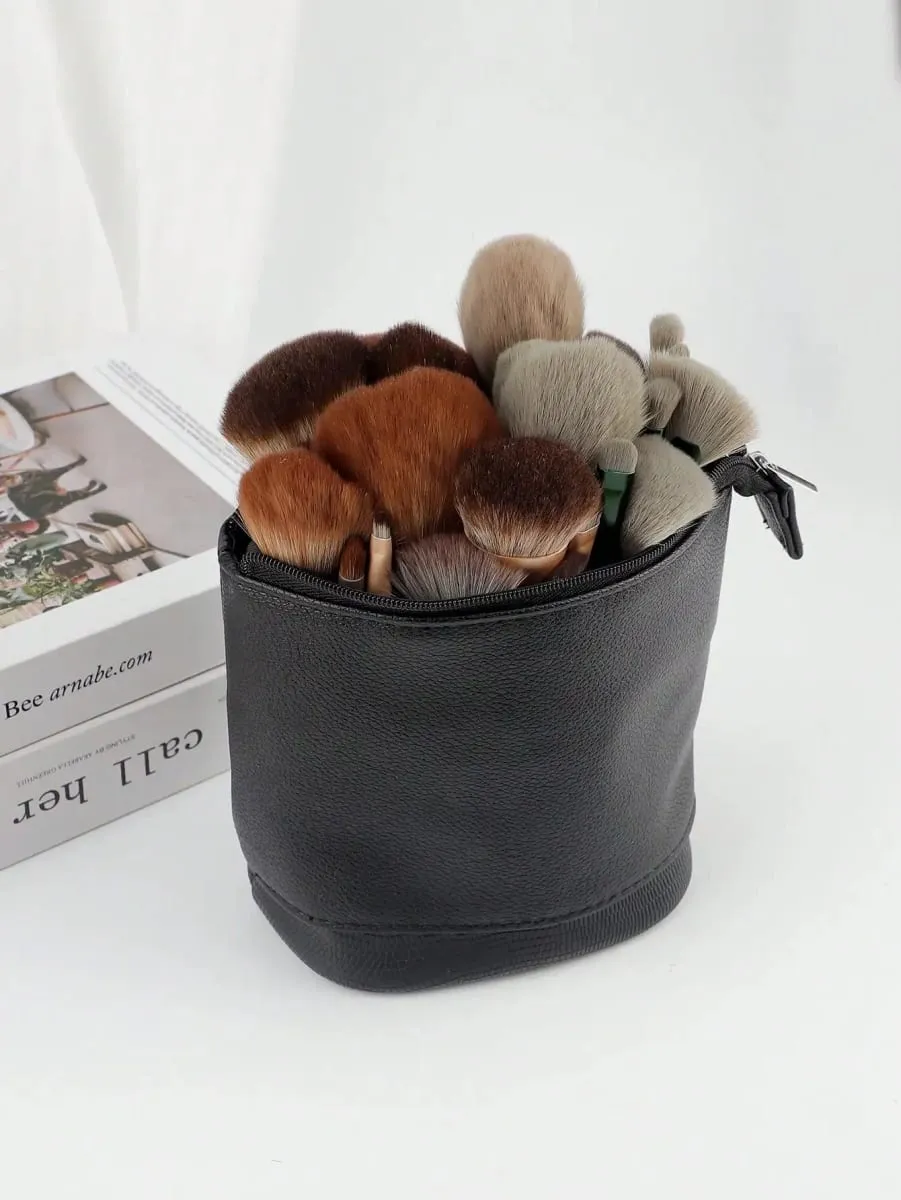 Large Capacity Foldable Standing Makeup Brush Bag Professional Tool Storage Pouch For 100 Brushes Portable Cosmetic Bag