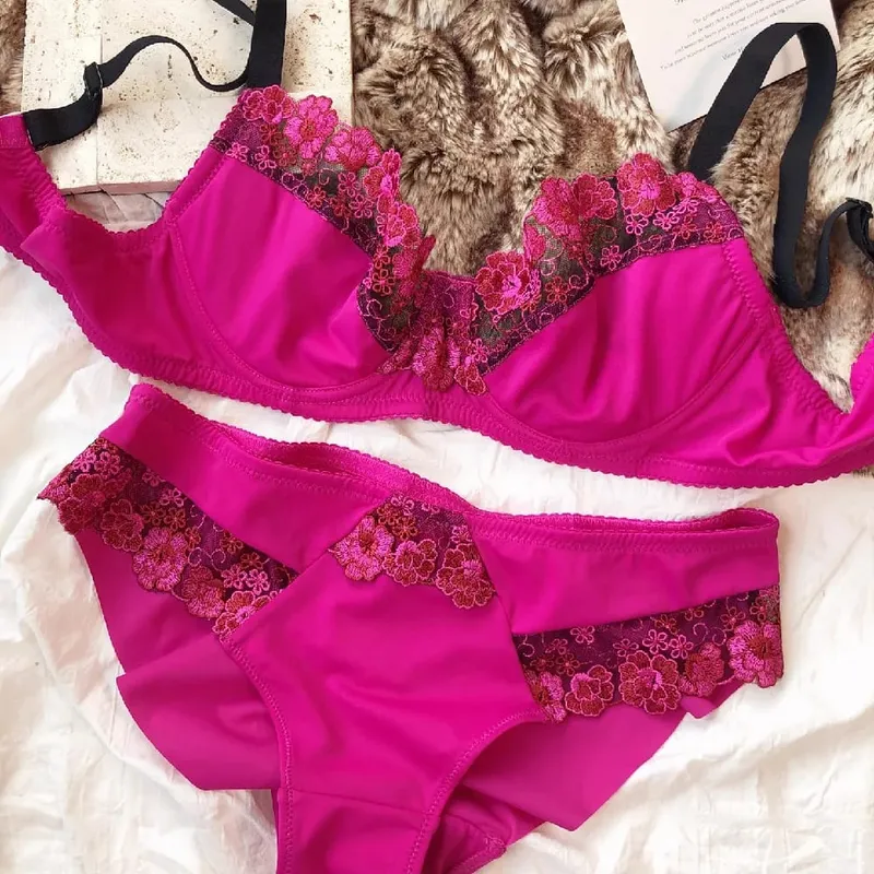 75-95 BCDEFG Summer New thin Floral Embroidery Push Up Women Sexy Underwear Sets Bra And Panty Lingerie Intimates — image 9