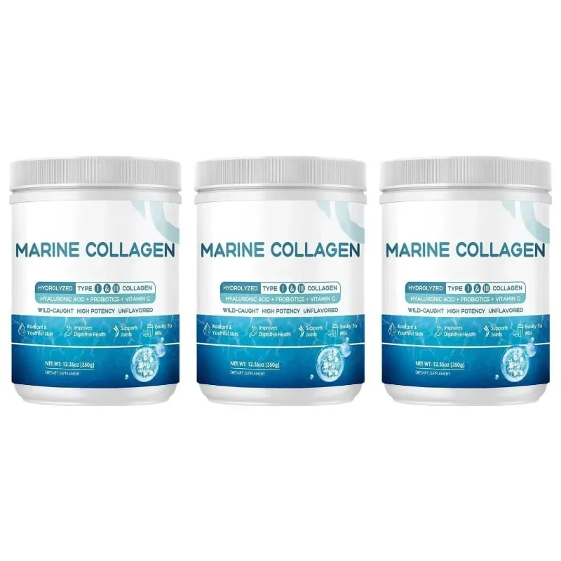 Marine Collagen Peptides Powder - Type I III Collagen with Probiotics Vitamin C & Hyaluronic- Unflavored - 12.35oz/35 Servings — image 9