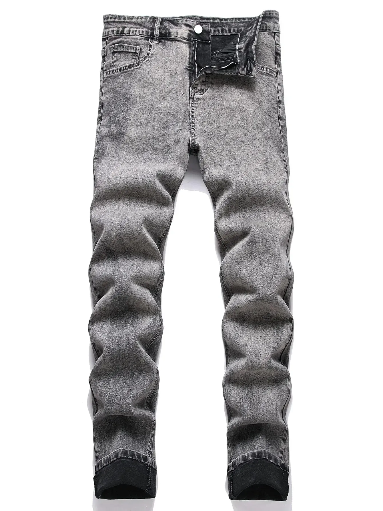 Jeans elasticizzati da uomo Pantaloni a tubino Vita media Slim Fit Jeans lavati Pantaloni casual alla caviglia in denim vintage effetto invecchiato