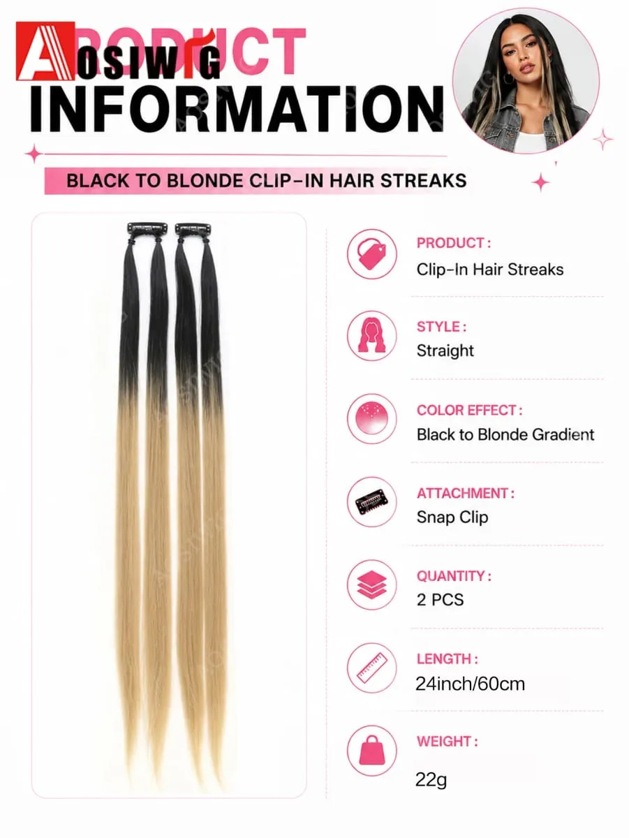 BB クリップヘアエクステンションカラフルなハイライトストランドクリップ合成ストレートヘアピース女性のためのパーティーフェスティバル毎日のヘアスタイル — image 3