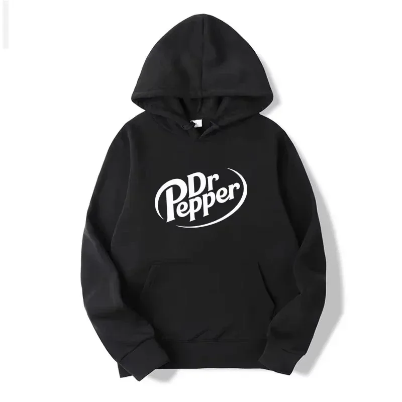 2026 Autumn Warm Dr Pepper Letter Printed Hoodies Street Men Fashion Fleece Sweatshirts Casual Unisex Pullover Tops Fashion Tre — image 1