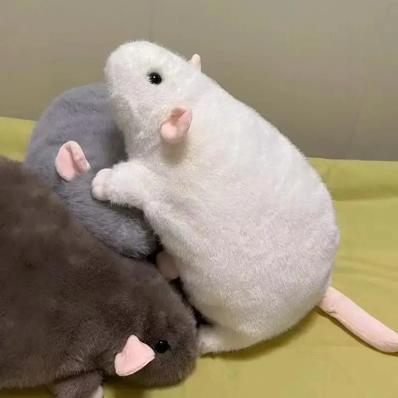 Floral Branch Rat Plush – Cuddly Mouse Pillow in 3 Sizes (35/50/90cm) Adorable Kawaii Stuffed Animal for Bed or Couch Decor