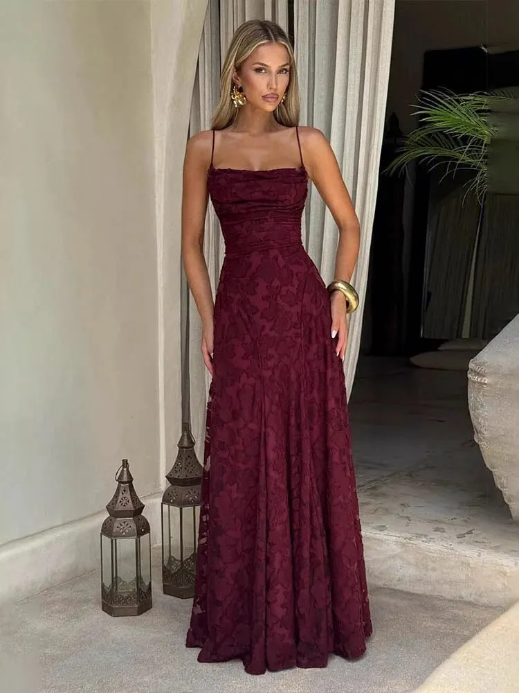 2026 Floral Embroidery Maxi Dress for Women Summer Party Prom Gowns Sexy Backless Suspender Dresses French Style Evening Dress — image 2