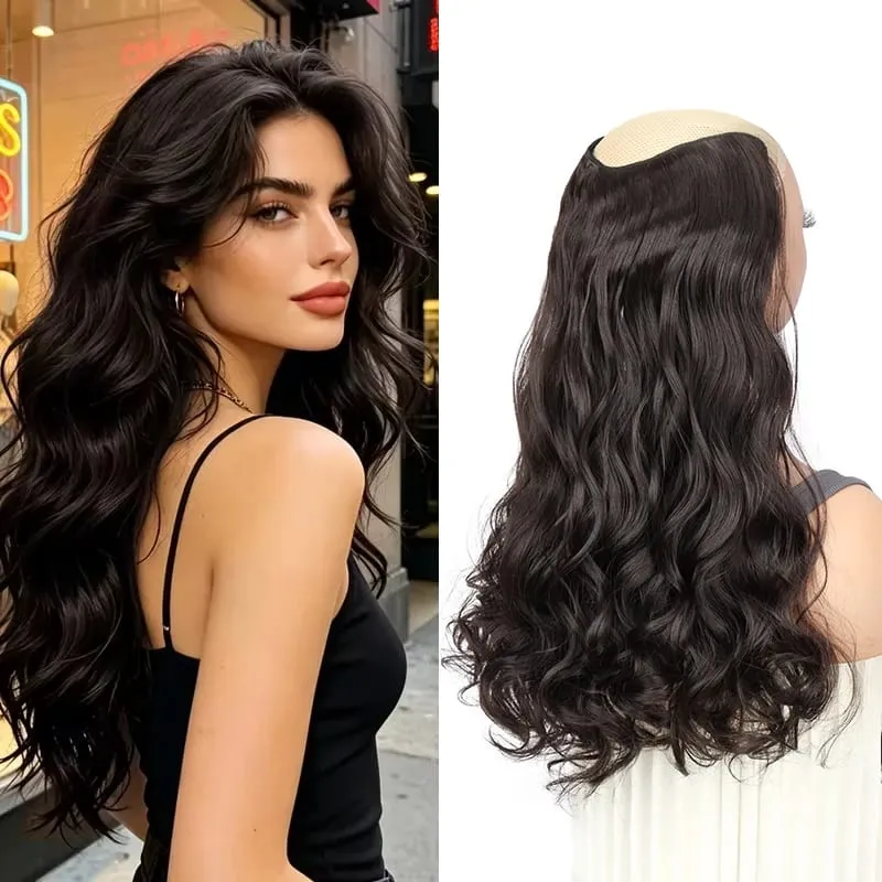 24Inch Synthetic Long Curly Clip on Hair Extension Heat-Resistant Fibers Volume Natural Invisible Hairpiece for Women Daily Use — image 8