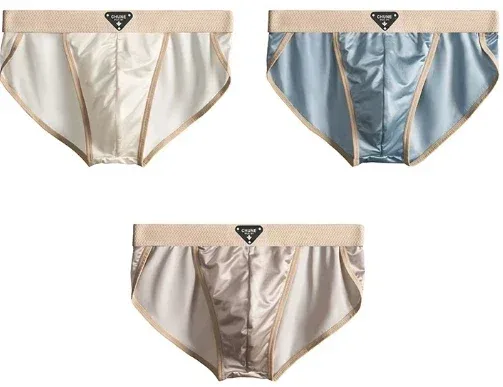 1/3PCS Men's Briefs Ice Silk Satin-like Briefs Men's Underpants Summer Breathable Quick Drying Panties Sexy U Pouch Underwear — image 25