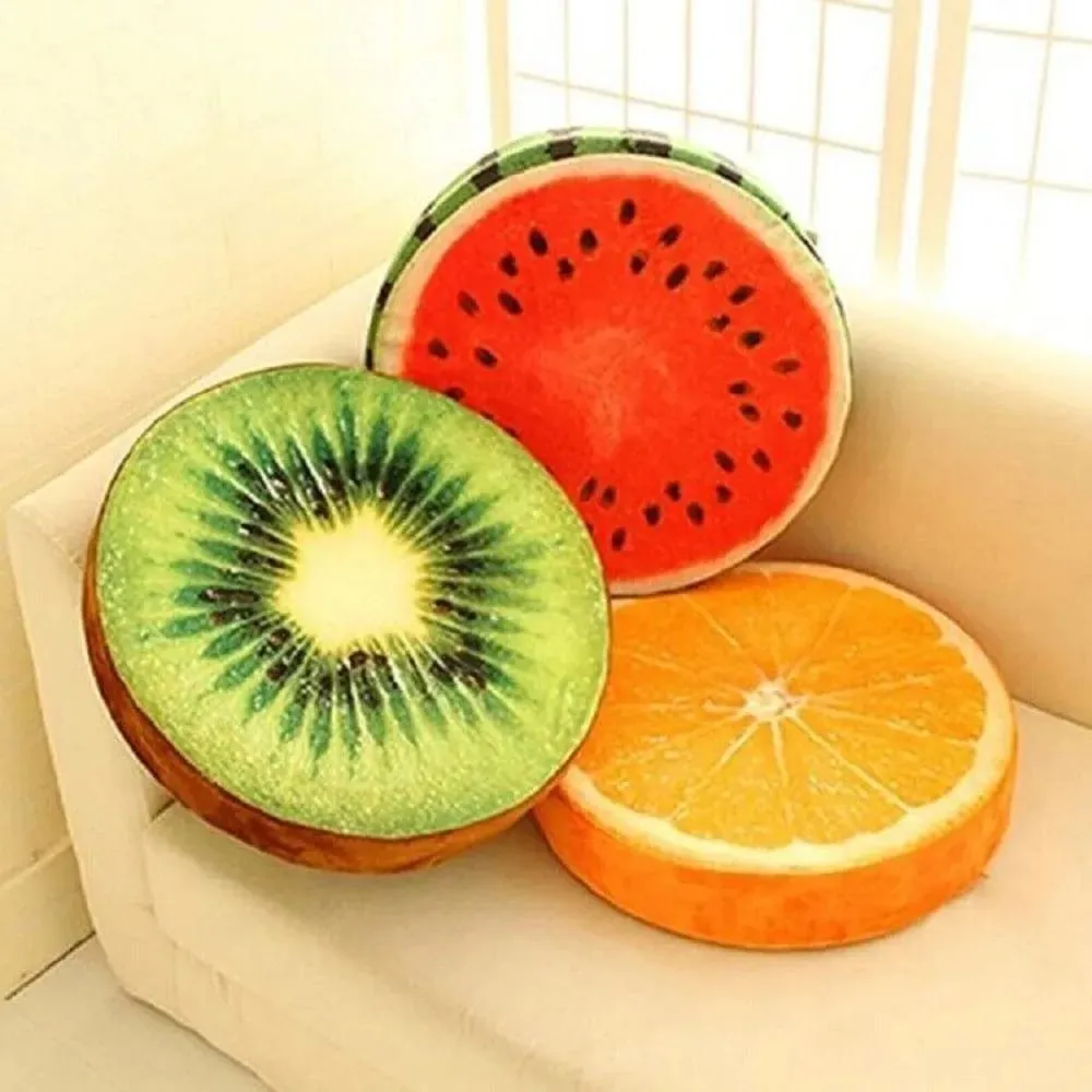 Bantal Buah Bulat Lucu Cetakan Irisan Buah Kain Mewah Bantal Kursi Boneka Simulasi Bagian Dalam Bantal Mewah Dekorasi Sofa — image 4