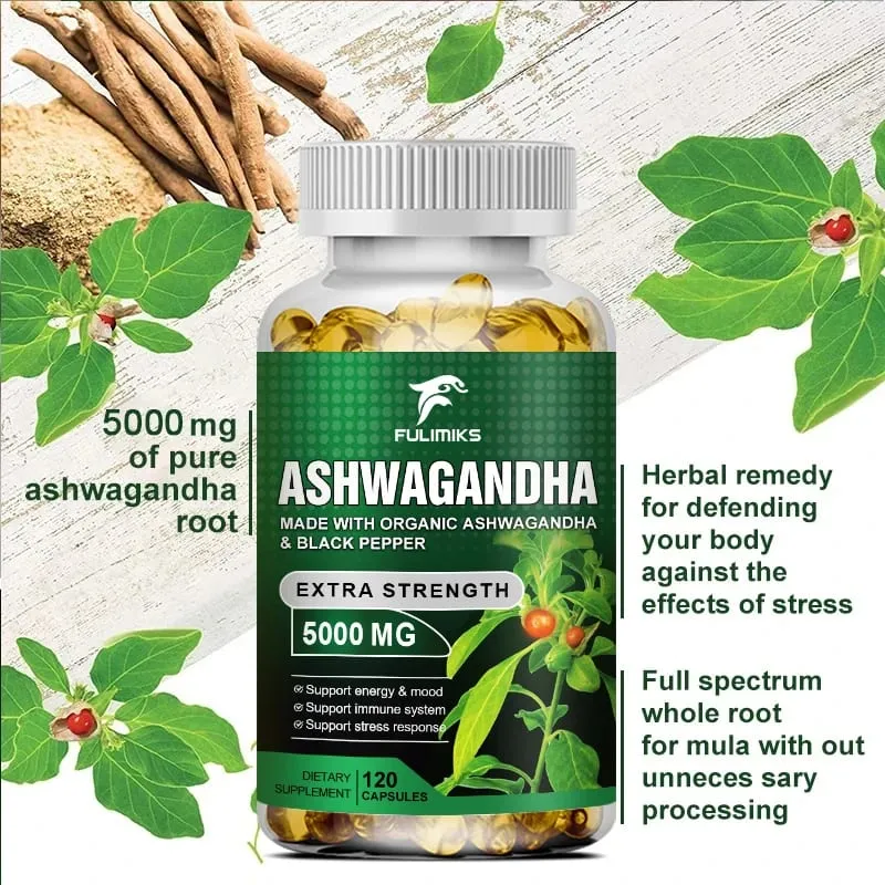 【1개 구매 시 1개 무료】KSM 66 Ashwagandha 뿌리 추출물 캡슐 5000mg(MACA 함유) - 수면 건강 스트레스 집중 두뇌 에너지 지원 — image 3