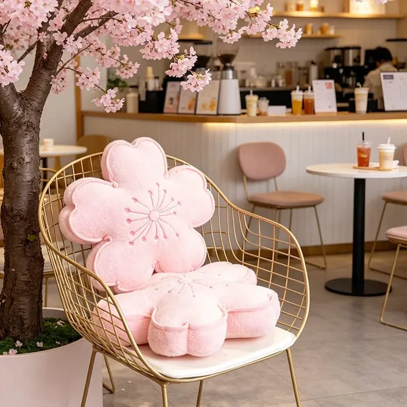 Cherry Blossom Plush Pillow Flower Stuffed Cushion Squishy Sofa Cushion Home Decor Toy Afternoon Nap Pillow Birthday Gifts — image 3