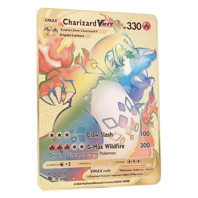 Pokemon Kartı Vmax Metal Pokémon Mektupları Pikachu Gx Mewtwo Charizard Vstar Anime Oyunları Oyuncaklar Altın Demir Oyun Kartları Çocuklar Hediyeler