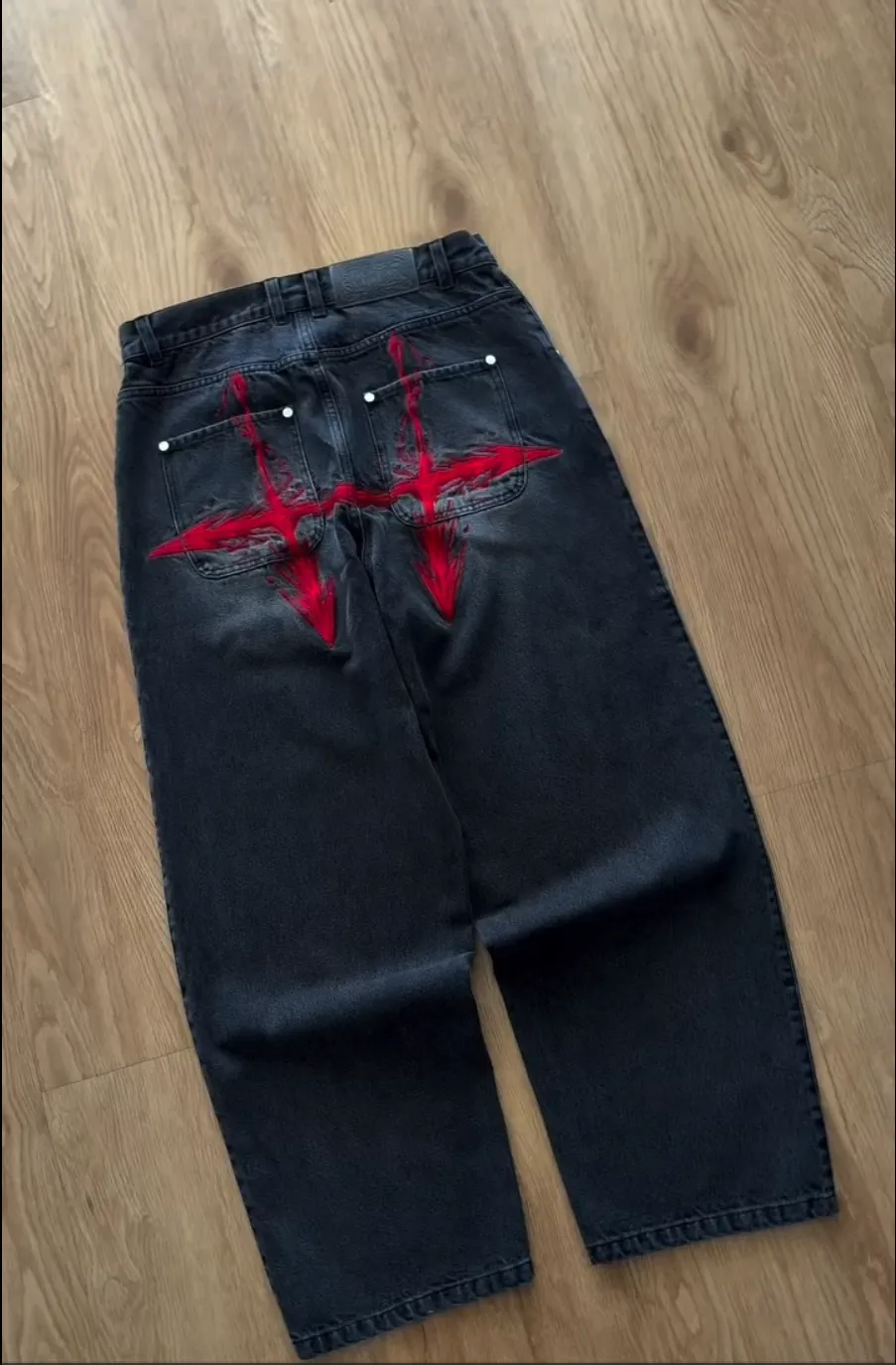 Retro Flame Arrow Embroidered Jeans Baggy Wide Leg Straight Denim Pants Men's Hip Hop Y2k High Waist Streetwear Men Clothing — image 3