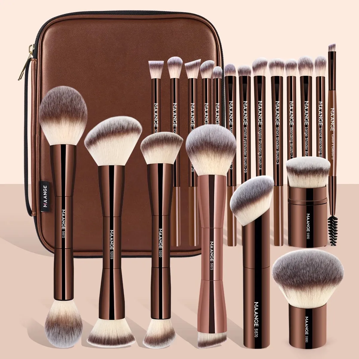 Pro Makeup Brush Kit 20pcs Brushes with Storage Bag Dual End Foundation Powder Blush Eyeshadow Brush Beauty Blending Kit — image 1