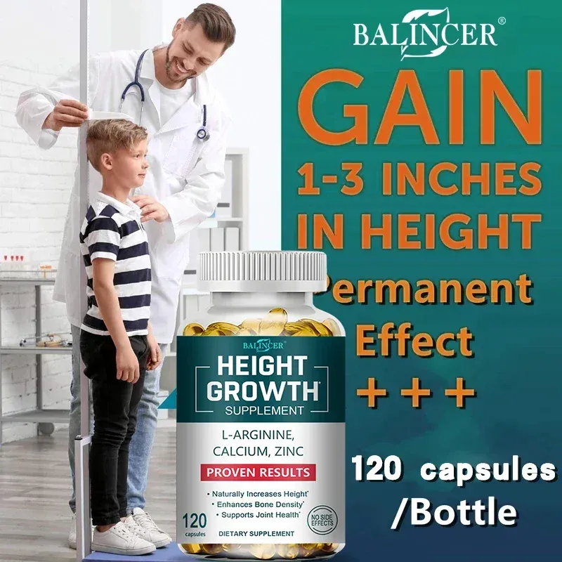Højdevækst Calcium D-vitamintilskud Naturlige vegetariske kapsler Øger knoglestyrken Højdefremmer Voksne Børn — image 2