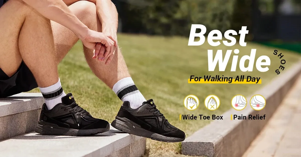 FitVille Men's Walking Shoes Extra Wide Lightweight Sneakers for Flat Feet Arch Fit Heel Pain Relief Non-Slip Running Shoes — image 9