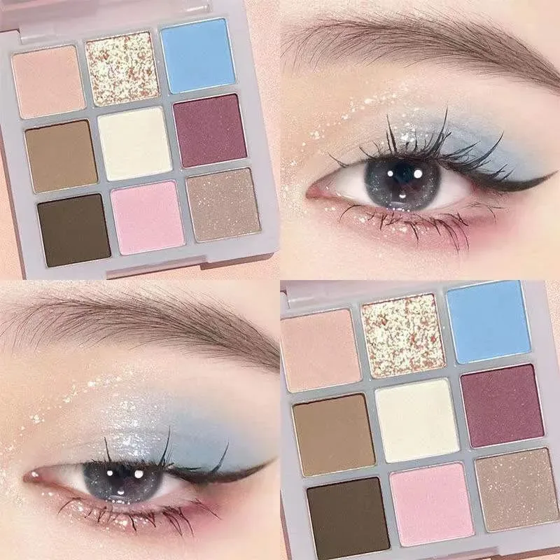 9 Colors Mint Green Eyeshadow Palette Matte Shimmer Forest Shadow Velvet Soft Blendable Natural Daily Eye Makeup