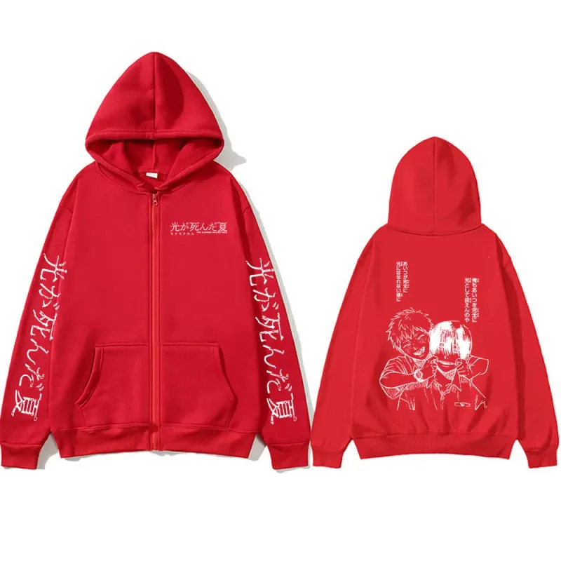 Anime The Summer Hikaru Died Zipper Hoodies Hikaru Yoshiki Manga Zip Up Hooded Sweatshirts Men Long Sleeves Hoodie Jackets Coats — image 5