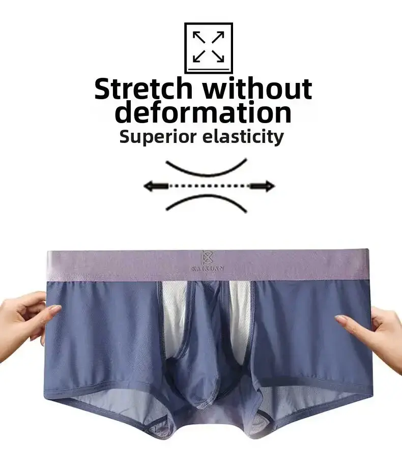 Summer Ice Silk Underwear Snabbtorkande boxershorts för män Lättvikts Andningsbar Separbar sidoöppning Ej avtagbara trosor