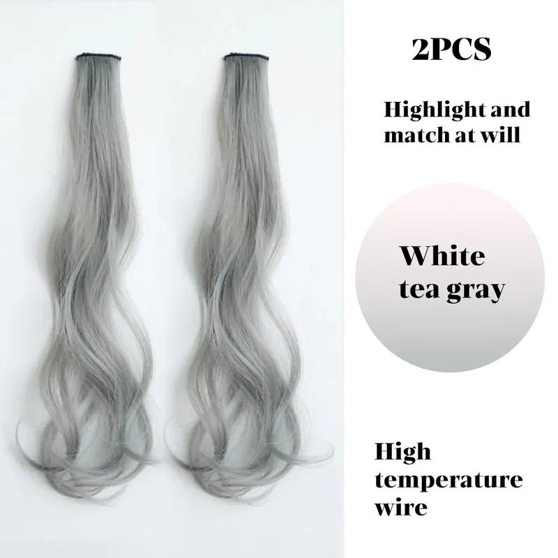 Color synthetic highlighting curly hair extension piece wig woman hanging ear dyeing pair heat-resistant wig piece