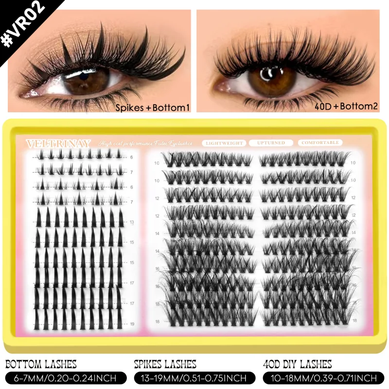 4-in-1 208pcs Lash Clusters 1style Manga Lash+2 style Spiky Botoom Lash+1 style Cat Eye Eyelashes DIY Clusters Lashes — image 11