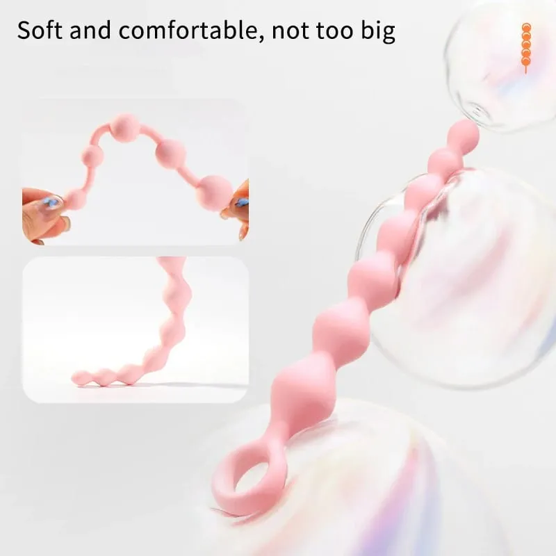 [NM]1Pc Beads Soft Anal Plug 7 Balls Silicone G-Spot Stimulating Butt Plugs Anal Stimulation Pull Bead Dildo Deep Anal Sex Toy