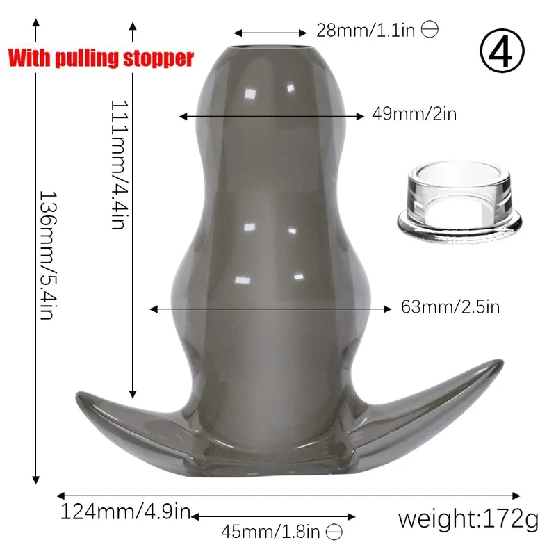 Paarse TPE holle tunnel buttplugset - Afgestudeerd open anale brancardpluggen Flexibel seksspeeltje voor mannen en vrouwen