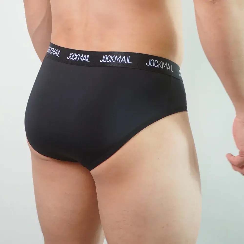Jockmail Мужское нижнее белье с низкой талией Сексуальные спортивные дышащие летние трусы из ледяного шелка Большая сумка Нейлоновые однотонные мужские трусики — image 10