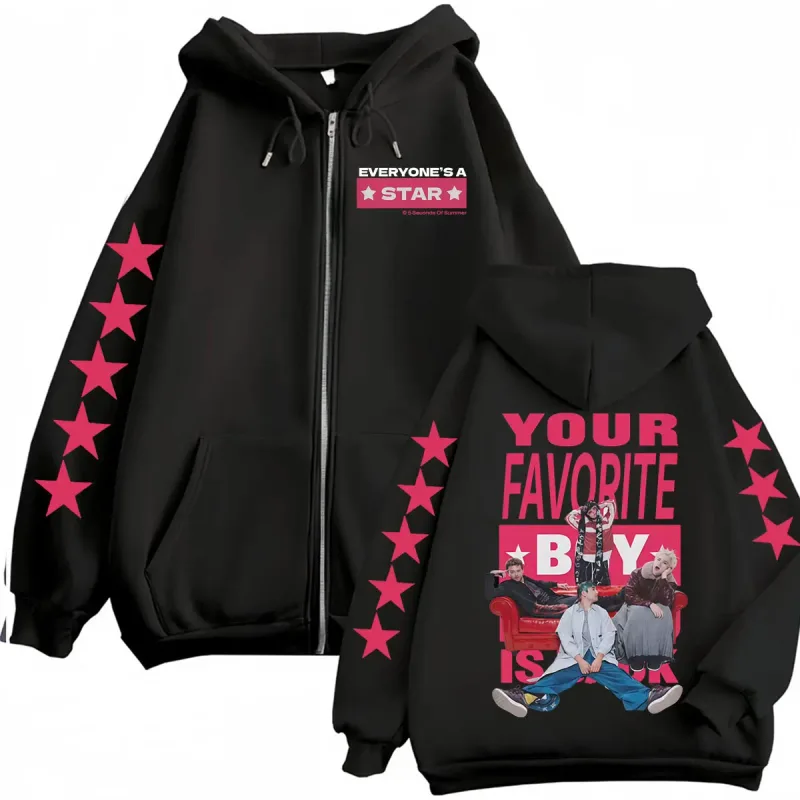 5 Seconds of Summer Everyone's A Star World Tour Zip Up Hoodies Men Women Harajuku Hip Hop Gothic Jacket Sweatshirt Hoodie Coats — image 5