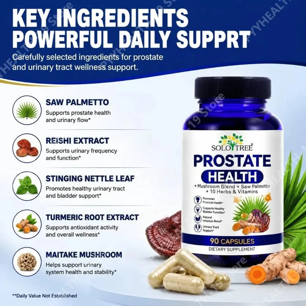 Prostate Health Capsules Saw Palmetto Reishi Nettle Turmeric For Urinary Bladder Wellness & Flow Support Men 90 Count