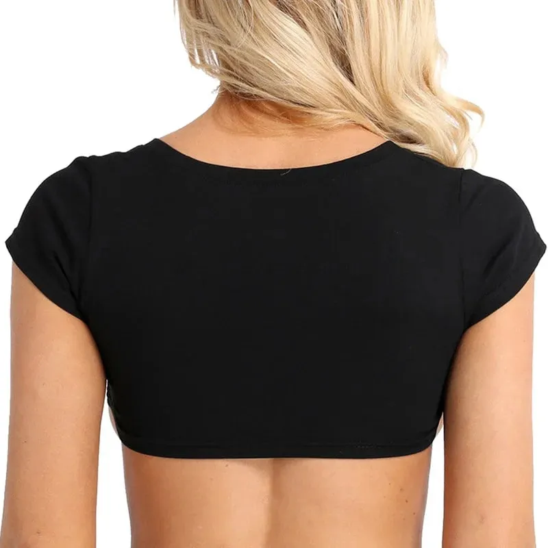 Solid Tank Tops Sexy Crop Vest Solid Harajuku Korean Female Short Sleeve Club Party Nightwear Summer Women Tops