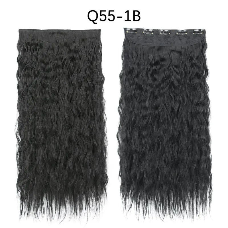 Azqueen Synthetic 5 Clips in Haarverlängerung, langes, glattes Haarteil, Frisur, Hochtemperaturfaser, goldbraun, schwarz