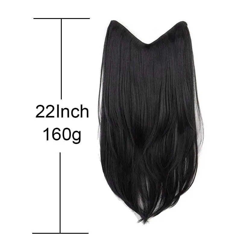 22Inch Synthetic V-Shaped Long Straight Layered Hair Extension Fluffy Increase Natural Invisible Hairpiece Wig for Women — image 4