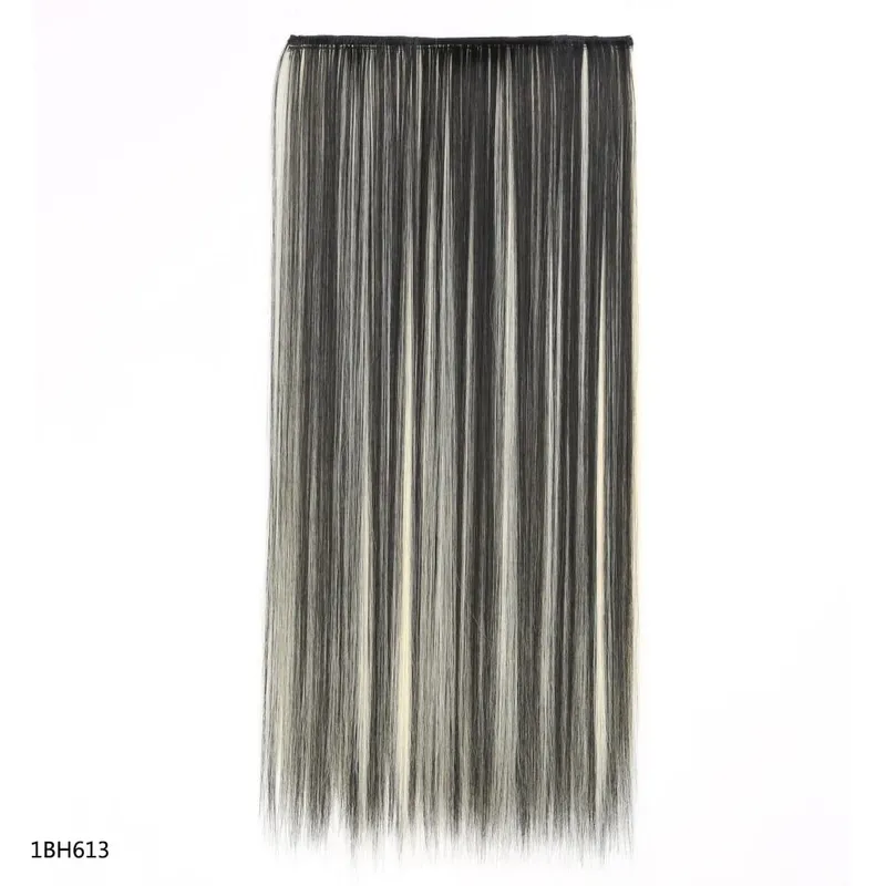 Hairpiece 5-Clips One Piece Clip-In Hair Extension Long Straight Hair Voluminous Natural Soft Synthetic Hair for Women Daily Use