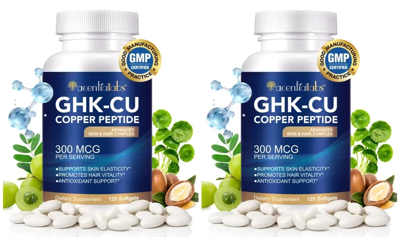 Natural Vegan Skin Hair Complex Supplements Liposomal GHK-Cu Copper Peptide Softgels Capsules 120pills with Biotin for Adults — image 8